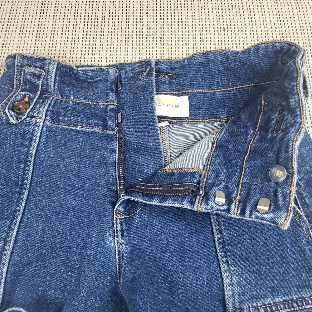 Dear John‎ Shorts Womens 27 Blue Denim High Rise Paperbag Waist Cuffed Stretch